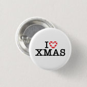 Ich liebe Xmas Candy Cane Herz Button (Vorne & Hinten)