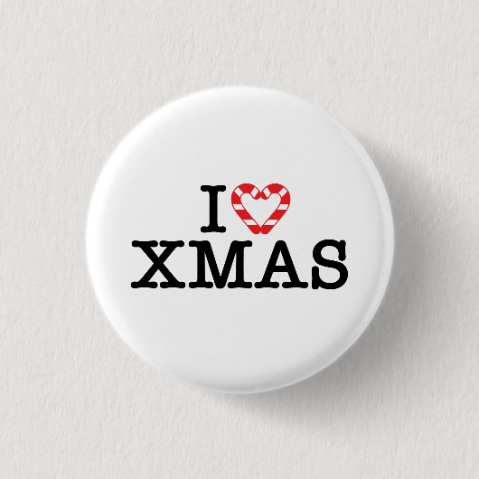 Ich liebe Xmas Candy Cane Herz Button (Vorderseite)