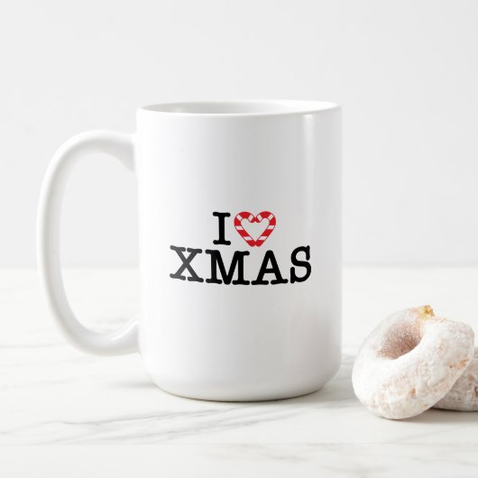 Ich liebe Xmas Candy Cane Herz Kaffeetasse (Mit Donut)