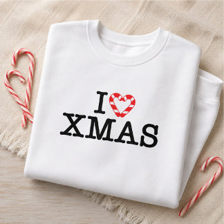 Ich liebe Xmas Candy Cane Herz Sweatshirt