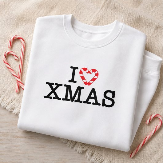 Ich liebe Xmas Candy Cane Herz Sweatshirt