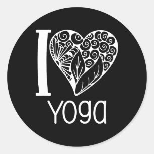 Ich liebe Yoga-Herz für Frauen, die Yoga lieben  Runder Aufkleber