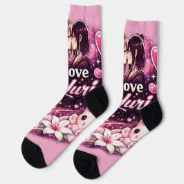 Ich liebe Yuri | Kawaii Girls’ Love Anime Ästhetik Socken
