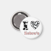 Ich Liebe Zebras Magnet (Vorderseite/Rückseite)