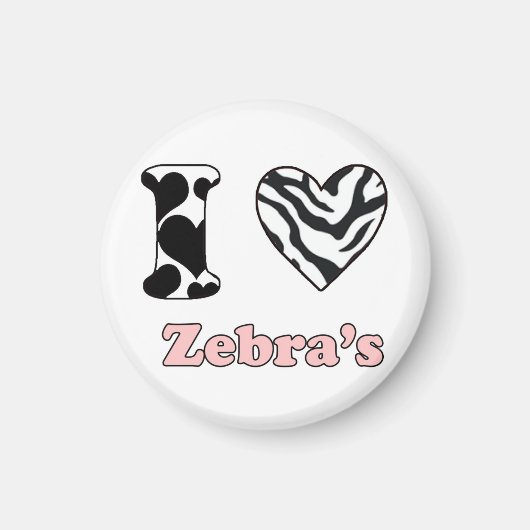 Ich Liebe Zebras Magnet (Vorne)