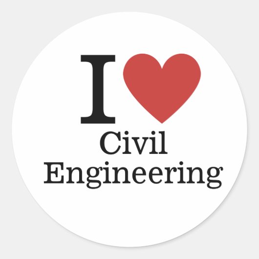 Ich ❤️ Liebe Zivil Engineering für Studierende/Fak Runder Aufkleber (Vorderseite)