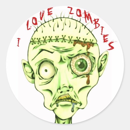 Ich Liebe Zombies Runder Aufkleber (Vorderseite)