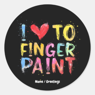 Ich Liebe zu Finger Paint Niedlich & Funny Valenti Runder Aufkleber
