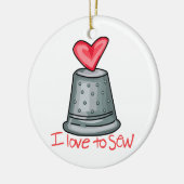Ich Liebe zu nähen Keramik Ornament (Links)