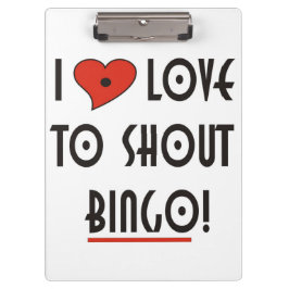 Ich Liebe zu Shout Bingo Klemmbrett