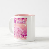 "Ich LiebeAxolotls" rosa Axolotl-Entwurf Zweifarbige Tasse (Vorderseite Links)