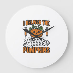 Ich liefere die kleinen Kürbisse Halloween Kranken Große Wanduhr