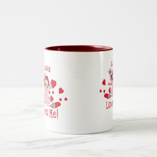 Ich Lola Liebe Lappen-Puppe Zweifarbige Tasse (Mittel)