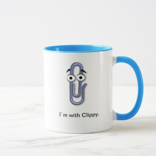 "Ich ` m mit Clippy" Kaffee Tasse - cyan-blaue (Rechts)