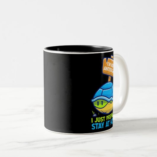 Ich_m nicht antisozial Ich bevorzuge nur auf Zuhau Zweifarbige Tasse (VorderseiteRechts)