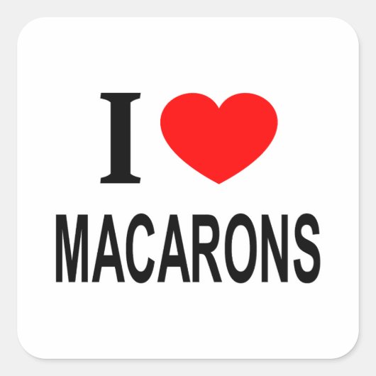 ICH ❤️ MACARONS I LIEBE MACARONS I HERZMAKARONS QUADRATISCHER AUFKLEBER (Vorderseite)