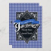 ICH MACHE BARBECUE GRILLEN Blue White Checkered Ve Einladung (Vorne/Hinten)