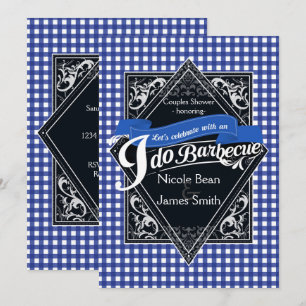 ICH MACHE BARBECUE GRILLEN Blue White Checkered Ve Einladung