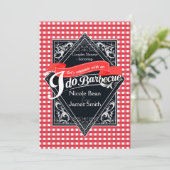 ICH MACHE BARBECUE GRILLEN Red White Checkered Ver Einladung (Stehend Vorderseite)