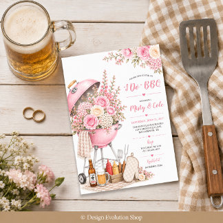 Ich mache BBQ Paarschwung Rosa Floral Barbecue Einladung