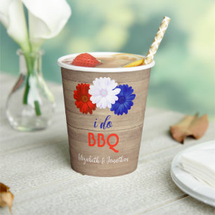 Ich mache BBQ Patriotische Blumen Pappbecher
