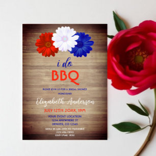 Ich mache BBQ Patriotische Florale Brautparty Einladung