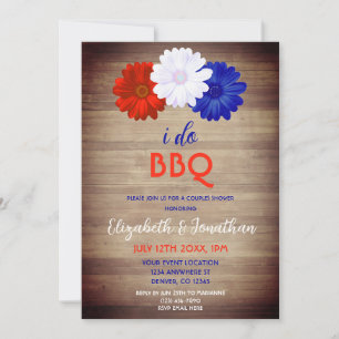Ich mache BBQ Patriotische Florale Paare Dusche Einladung