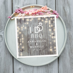 Ich mache BBQ Rustic Lights Wood Hochzeit Serviette