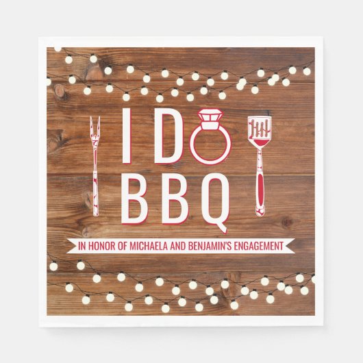 Ich mache BBQ Rustikale Hochzeits-Party für Paare Serviette (Vorderseite)