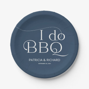 Ich mache BBQ Verlobungsfeier Blau Pappteller