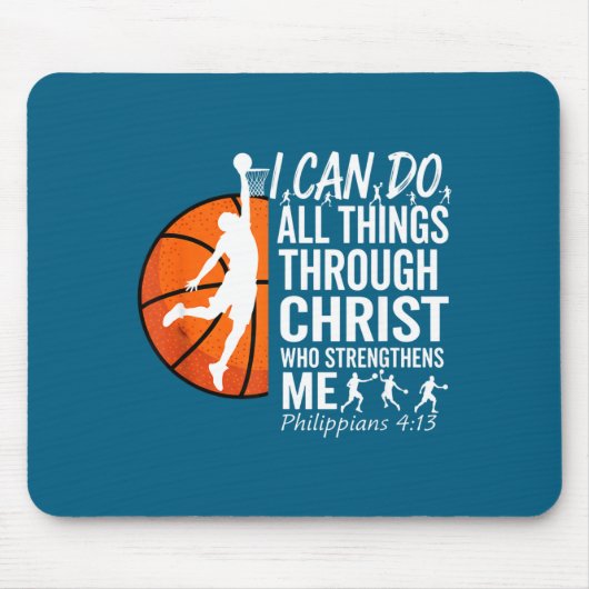 Ich mache christliches Basketball Philipper 4 13 Mousepad (Vorne)