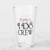 Ich mache Crew Black Pink Monogram Wedding Brautpa Glas (Vorderseite)