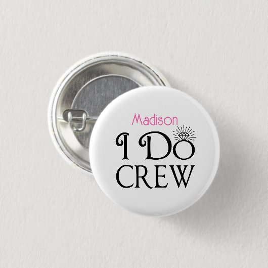 Ich mache Crew Black Pink Monogram Wedelmädchen Button (Vorne & Hinten)