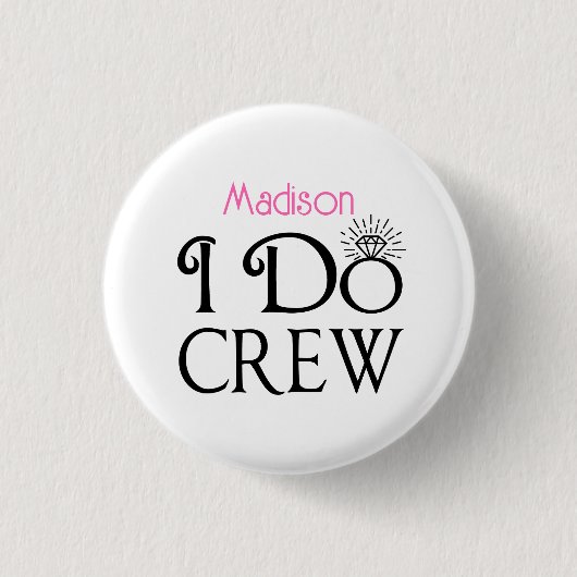 Ich mache Crew Black Pink Monogram Wedelmädchen Button (Vorderseite)