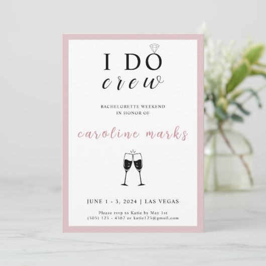 Ich mache Crew Junggeselinnen-Abschied Rosa und We Einladung (Stehend Vorderseite)