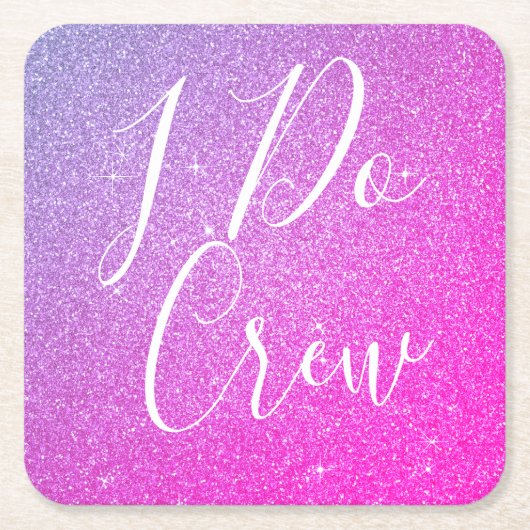 Ich mache Crew Lila Glitzer Junggeselinnen-Abschie Rechteckiger Pappuntersetzer (Vorderseite)