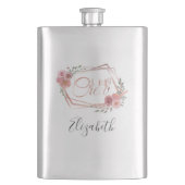 Ich mache Crew Rosa Blütenrot Rosa Blume Grüne Flachmann (Vorderseite)