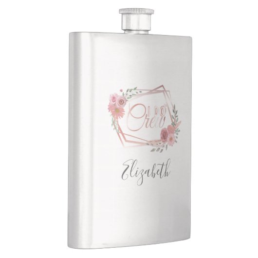 Ich mache Crew Rosa Blütenrot Rosa Blume Grüne Flachmann (Rechts)