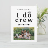 Ich mache Crew, wirst du meine Bridesmaid sein? Einladung (Stehend Vorderseite)