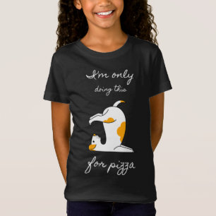 Ich mache das nur für Pizza Funny Dog Yoga Pose T-Shirt
