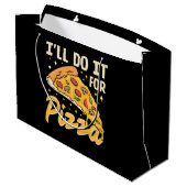 Ich mache es für Pizza Große Geschenktüte (Rückseite Schrägansicht)