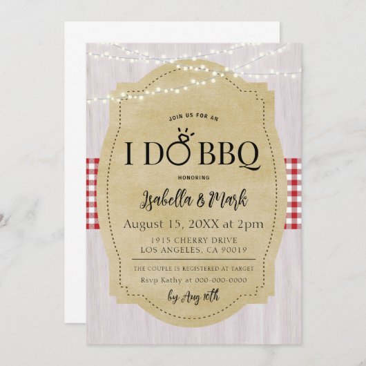 Ich mache GRILLEN Barbecue Bridal Dusche Einladung (Vorne/Hinten)