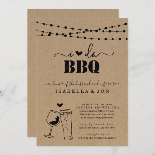 Ich mache GRILLEN Beer Wine Couple's Dusche Verlob Einladung (Vorne/Hinten)