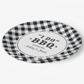 Ich mache GRILLEN Black Gingham Custom Wedding Mon Pappteller (Schrägansicht)