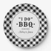 Ich mache GRILLEN Black Gingham Custom Wedding Mon Pappteller (Vorderseite)