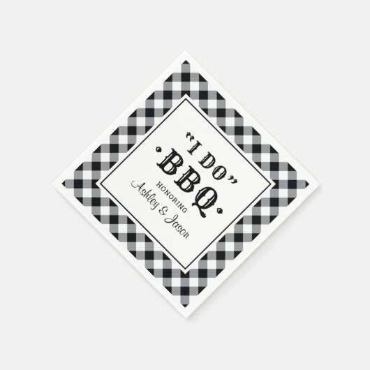 Ich mache GRILLEN Black Gingham Custom Wedding Mon Serviette (Ecke)