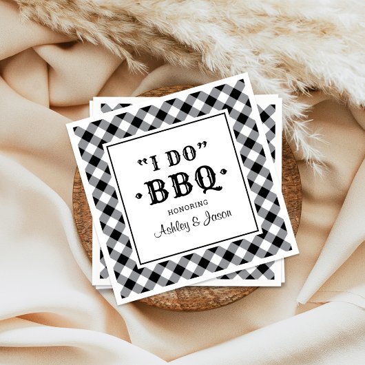 Ich mache GRILLEN Black Gingham Custom Wedding Mon Serviette
