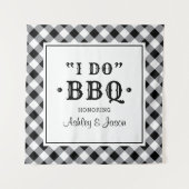 Ich mache GRILLEN Black Gingham Custom Wedding Mon Wandteppich (Vorderseite)