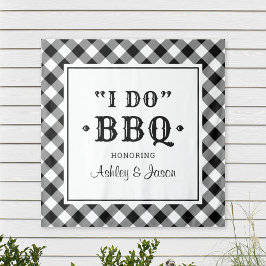 Ich mache GRILLEN Black Gingham Custom Wedding Mon Wandteppich
