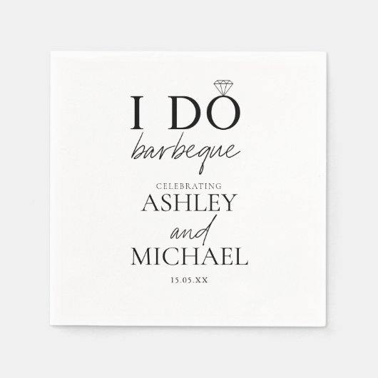 Ich mache GRILLEN Black & White Simple Engagement Serviette (Vorderseite)